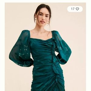 Anthropologie ASTR the Label Athens Gorgeous Ruched Dress Teal $168 Size X-Large